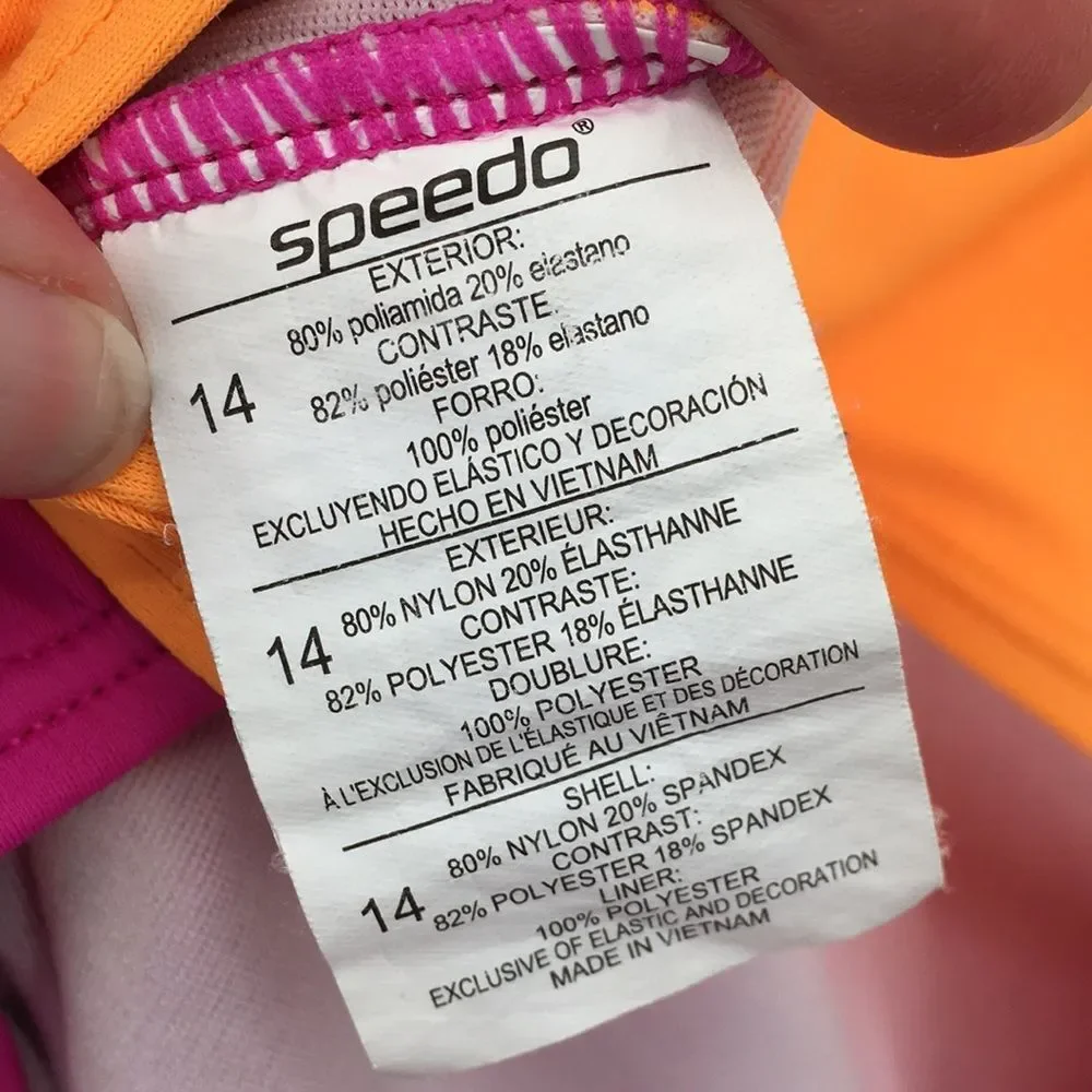 Speedo Bright Colorblock One-Piece Swimsuit - Magenta, Orange & Purple